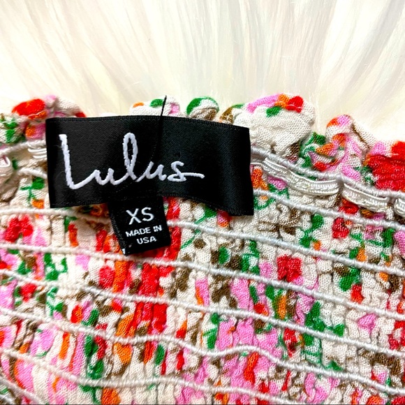 Lulus View from the Meadow Cream Floral Print Off Shoulder High Low Dress EUC - Picture 4 of 6